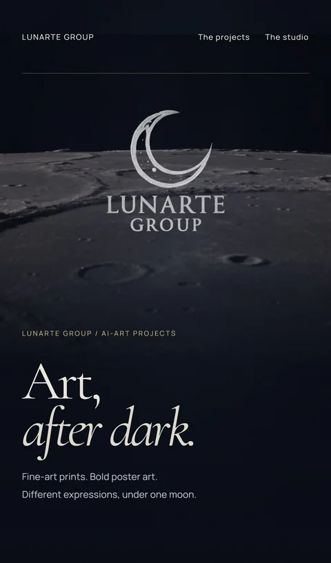 Mobile screenshot of the live Lunarte Group website