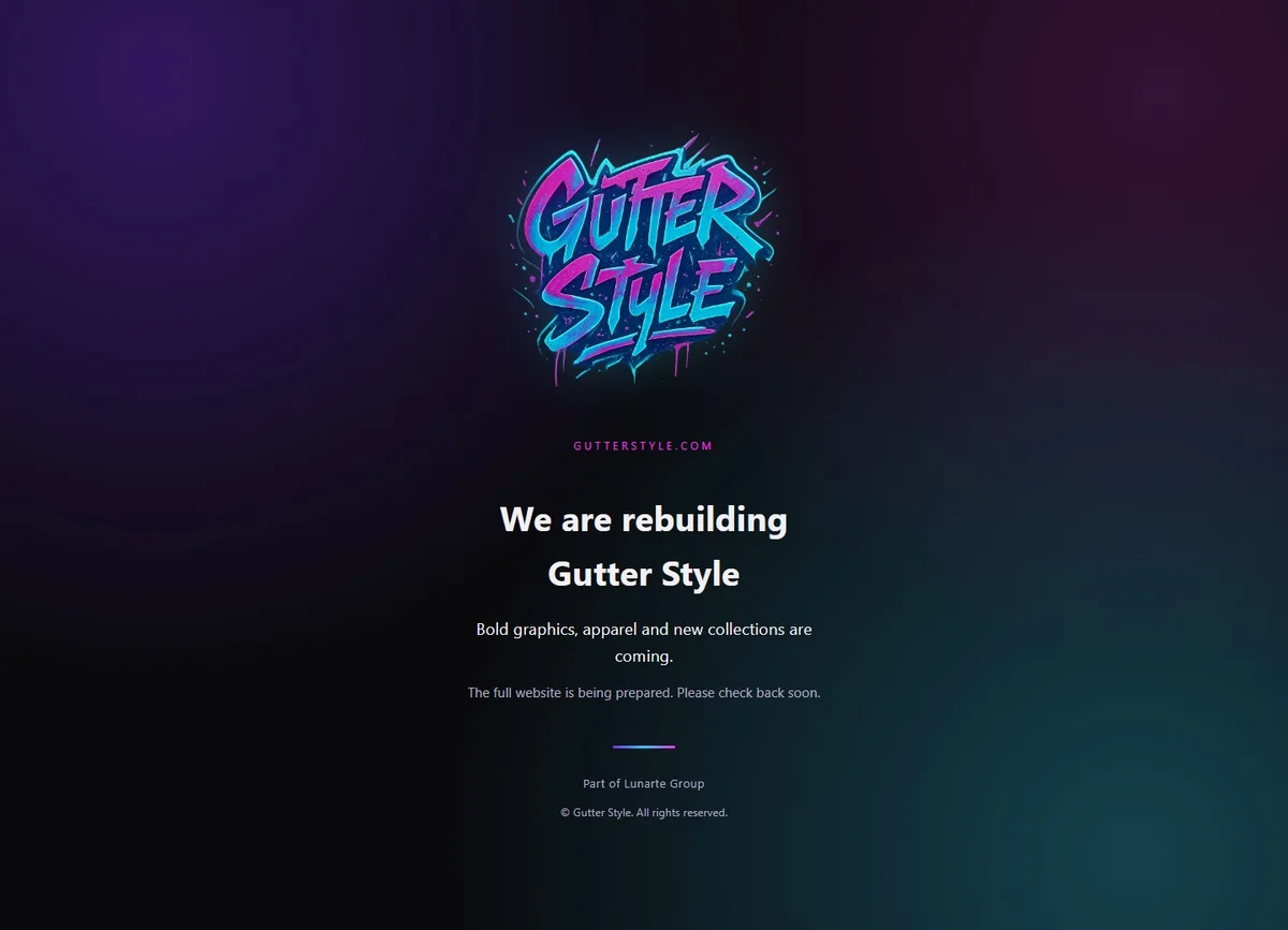 Desktop screenshot of the Gutter Style live website-update page