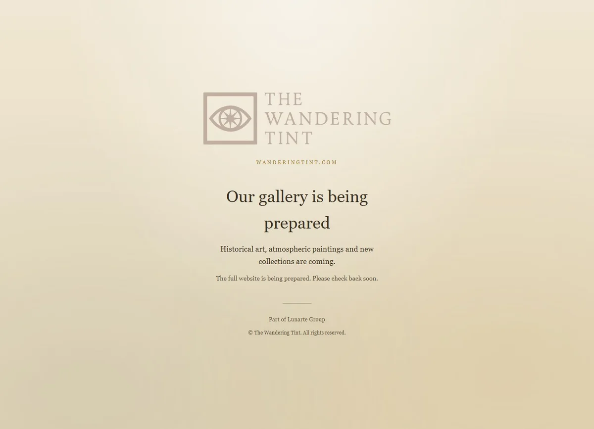 Desktop screenshot of The Wandering Tint live website-update page